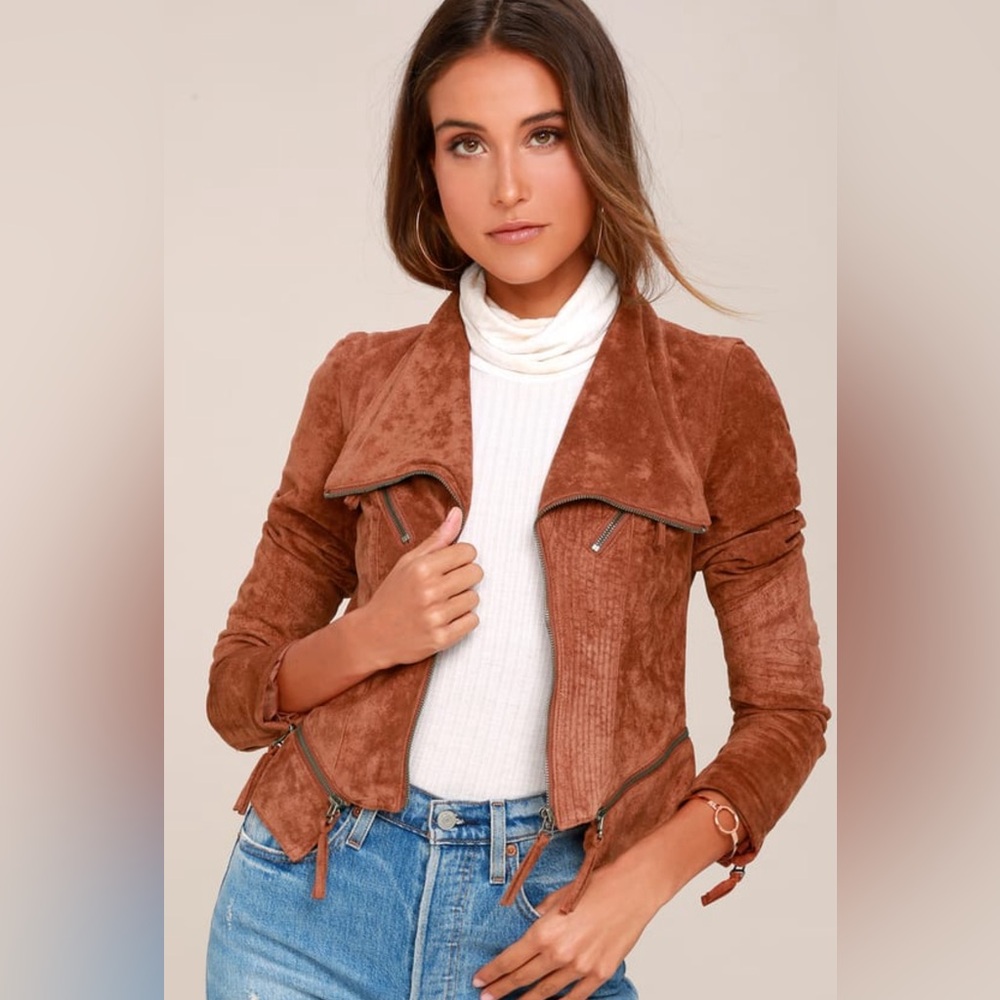 Ready for anything rust orange suede moto jacket